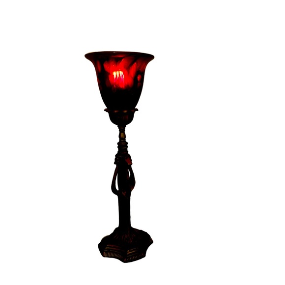 Handmade Pedestal Lamp Set! HAND BLOWN GLASS! Stunning! Fine craftmanship